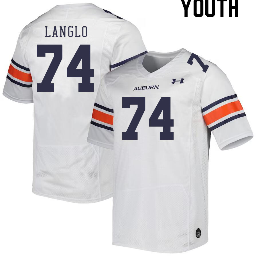 Youth Auburn Tigers #74 Garner Langlo White 2023 College Stitched Football Jersey